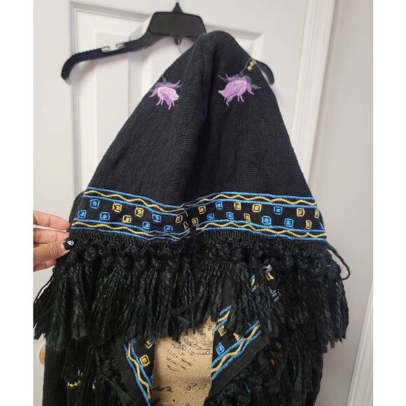 Time For Me Wrap Cardigan Knit Multi-Color Embroidered W/ Hoodie M - Picture 11 of 12